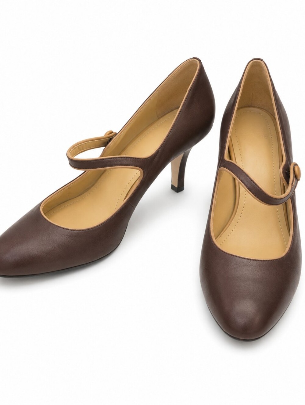 Chocolate Brown Classic Mary Jane Pointed Toe Heel Y2K Chic